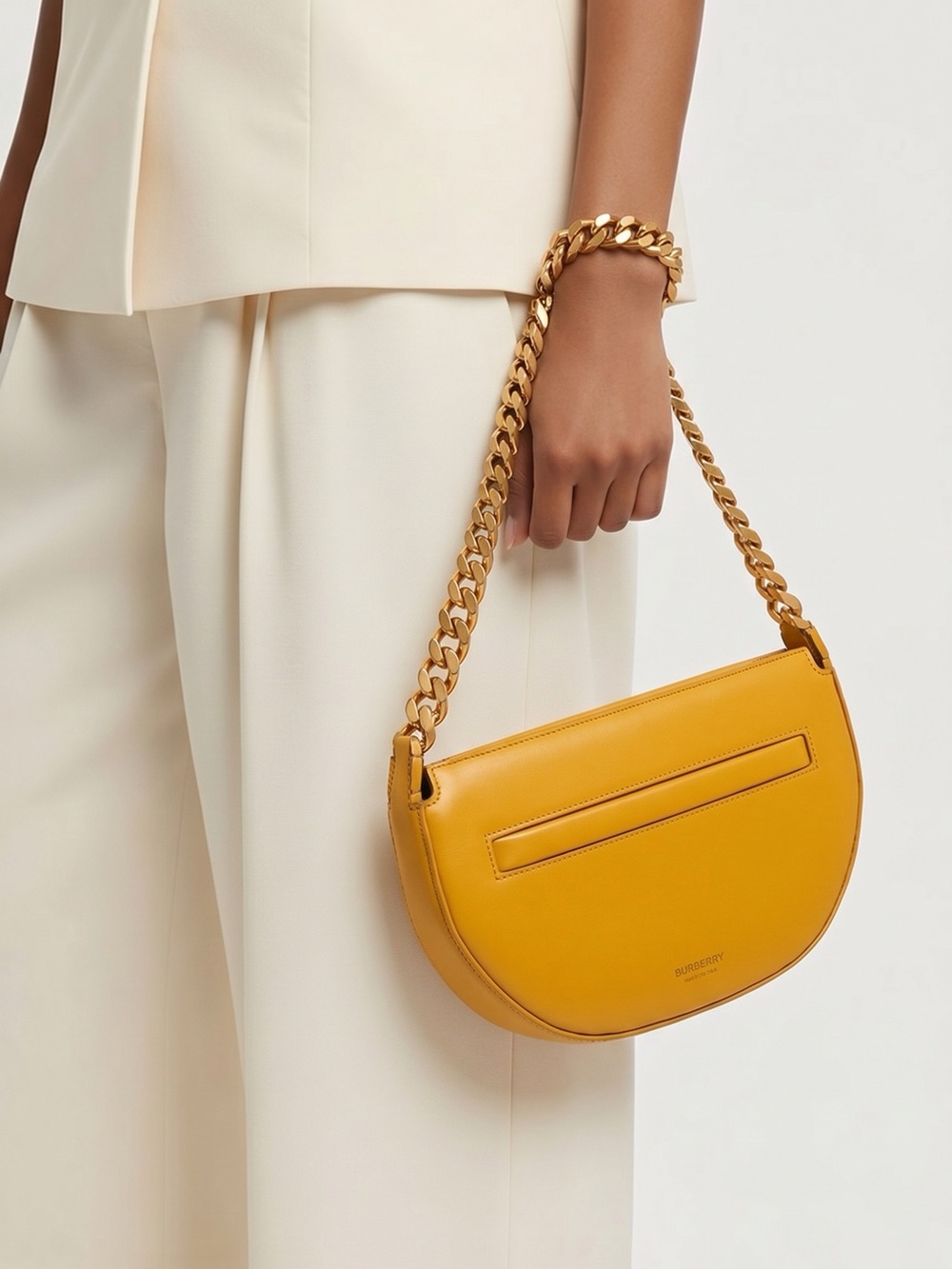 Burberry Marigold Leather Olympia Small Zip Chain Bag